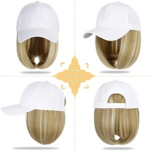 White Cap with Blonde Hair Extension